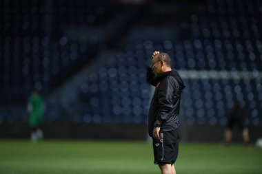 Buriram, Tayland - 3 Haziran 2019: Park Hang-seo turnuvası öncesi antrenman koçu King Cup 2019 'da Chang Arena, Tayland' da
