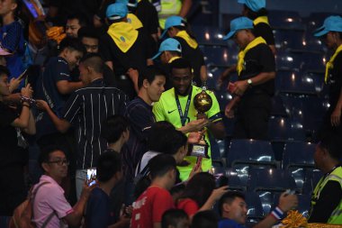 Buriram, Tayland - 8 Haziran 2019: Rhu-Endly Aurelio Jean-Carlo Martina # 2 Curacao oyuncusu Kings Cup final maçı sırasında Chang Arena, Buriram, Tayland