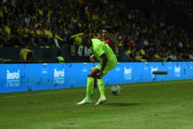 Buriram, Tayland - 8 Haziran 2019: Gervane Zjandric Adonnis Kastaneer # 14 Curacao Oyuncusu Chang Arena, Tayland 'da oynanan Kings Cup final karşılaşmasında