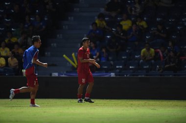 Buriram, Tayland - 8 Haziran 2019: Ha Duc Chinh # 18 Vietnam Futbolcusu Chang Arena, Buriram, Tayland 'da Curacao ile oynanan final maçında