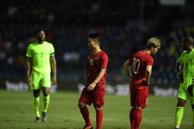 Buriram, Tayland - 8 Haziran 2019: Nguyn Quang Hi # 19 Kings Cup final karşılaşmasında Curacao 'ya karşı Chang Arena, Buriram, Tayland