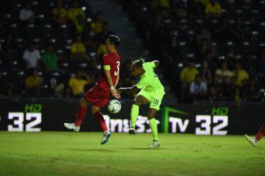 Buriram, Tayland - 8 Haziran. 2019: Nguyn Cng Phng # 10 Vietnam Oyuncusu Kings Cup final maçı sırasında Chang Arena, Buriram, Tayland 'da Curacao' ya karşı