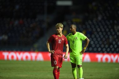 Buriram, Tayland - 8 Haziran. 2019: Nguyn Cng Phng # 10 Vietnam Oyuncusu Kings Cup final maçı sırasında Chang Arena, Buriram, Tayland 'da Curacao' ya karşı