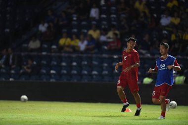 Buriram, Tayland - 8 Haziran 2019: Ha Duc Chinh # 18 Vietnam Futbolcusu Chang Arena, Buriram, Tayland 'da Curacao ile oynanan final maçında