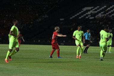 Buriram, Tayland - 8 Haziran. 2019: Nguyn Cng Phng # 10 Vietnam Oyuncusu Kings Cup final maçı sırasında Chang Arena, Buriram, Tayland 'da Curacao' ya karşı