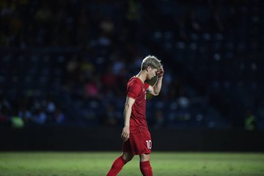Buriram, Tayland - 8 Haziran. 2019: Nguyn Cng Phng # 10 Vietnam Oyuncusu Kings Cup final maçı sırasında Chang Arena, Buriram, Tayland 'da Curacao' ya karşı