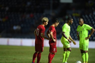 Buriram, Tayland - 8 Haziran. 2019: Nguyn Cng Phng # 10 Vietnam Oyuncusu Kings Cup final maçı sırasında Chang Arena, Buriram, Tayland 'da Curacao' ya karşı