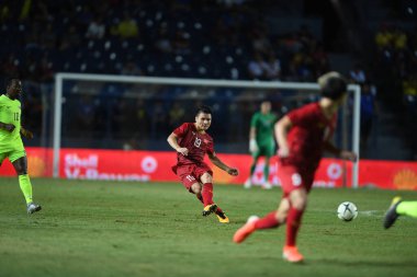 Buriram, Tayland - 8 Haziran 2019: Nguyn Quang Hi # 19 Kings Cup final karşılaşmasında Curacao 'ya karşı Chang Arena, Buriram, Tayland