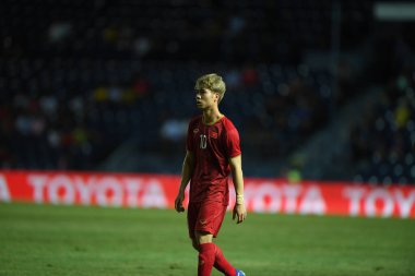 Buriram, Tayland - 8 Haziran. 2019: Nguyn Cng Phng # 10 Vietnam Oyuncusu Kings Cup final maçı sırasında Chang Arena, Buriram, Tayland 'da Curacao' ya karşı