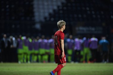 Buriram, Tayland - 8 Haziran. 2019: Nguyn Cng Phng # 10 Vietnam Oyuncusu Kings Cup final maçı sırasında Chang Arena, Buriram, Tayland 'da Curacao' ya karşı