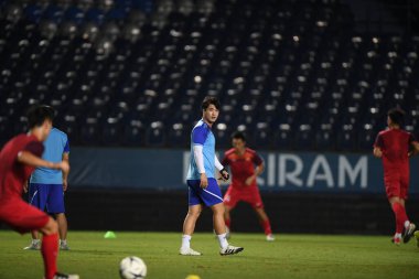 Buriram, Tayland - 3 Haziran 2019: Turnuva öncesi antrenman koçu King Cup 2019 'da Chang Arena, Buriram, Tayland' da