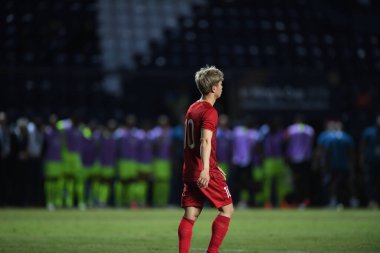 Buriram, Tayland - 8 Haziran. 2019: Nguyn Cng Phng # 10 Vietnam Oyuncusu Kings Cup final maçı sırasında Chang Arena, Buriram, Tayland 'da Curacao' ya karşı
