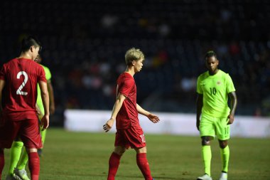 Buriram, Tayland - 8 Haziran. 2019: Nguyn Cng Phng # 10 Vietnam Oyuncusu Kings Cup final maçı sırasında Chang Arena, Buriram, Tayland 'da Curacao' ya karşı