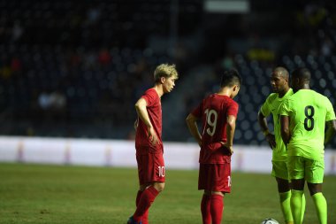 Buriram, Tayland - 8 Haziran. 2019: Nguyn Cng Phng # 10 Vietnam Oyuncusu Kings Cup final maçı sırasında Chang Arena, Buriram, Tayland 'da Curacao' ya karşı