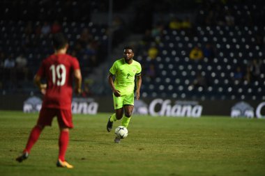 Buriram, Tayland - 8 Haziran 2019: Rhu-Endly Aurelio Jean-Carlo Martina # 2 Curacao oyuncusu Kings Cup final maçı sırasında Chang Arena, Buriram, Tayland