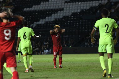 Buriram, Tayland - 8 Haziran 2019: Tran Minh Vuong # 20 Vietnam Oyuncusu Kings Cup final maçı sırasında Chang Arena, Buriram, Tayland