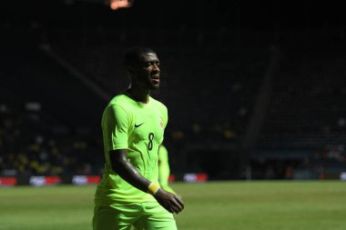 Buriram, Tayland - 8 Haziran 2019: Rolieny Nonato Luis Bonevacia # 8 Curacao oyuncusu Chang Arena, Buriram, Tayland 'da oynanan Kings Cup final karşılaşmasında