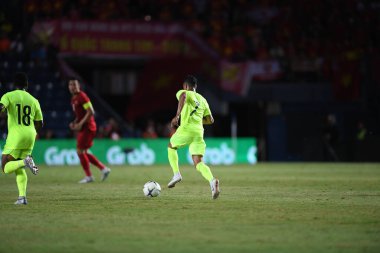 Buriram, Tayland - 8 Haziran 2019: Jarchino Angelo Roberto Antonia # 7 Curacao oyuncusu Kings Cup final maçı sırasında Chang Arena, Buriram, Tayland