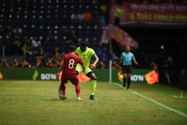 Buriram, Tayland - 8 Haziran 2019: Rhu-Endly Aurelio Jean-Carlo Martina # 2 Curacao oyuncusu Kings Cup final maçı sırasında Chang Arena, Buriram, Tayland