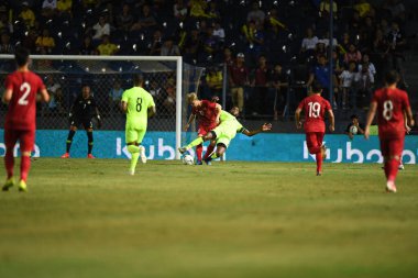 Buriram, Tayland - 8 Haziran. 2019: Nguyn Cng Phng # 10 Vietnam Oyuncusu Kings Cup final maçı sırasında Chang Arena, Buriram, Tayland 'da Curacao' ya karşı