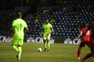 Buriram, Tayland - 8 Haziran 2019: Rhu-Endly Aurelio Jean-Carlo Martina # 2 Curacao oyuncusu Kings Cup final maçı sırasında Chang Arena, Buriram, Tayland