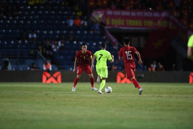 Buriram, Tayland - 8 Haziran 2019: Jarchino Angelo Roberto Antonia # 7 Curacao oyuncusu Kings Cup final maçı sırasında Chang Arena, Buriram, Tayland