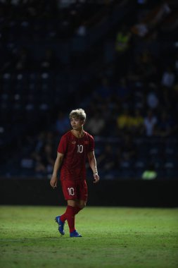 Buriram, Tayland - 8 Haziran. 2019: Nguyn Cng Phng # 10 Vietnam Oyuncusu Kings Cup final maçı sırasında Chang Arena, Buriram, Tayland 'da Curacao' ya karşı