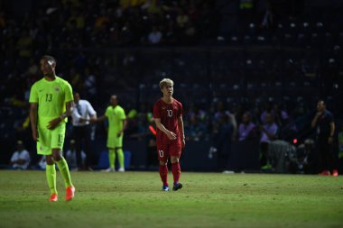 Buriram, Tayland - 8 Haziran. 2019: Nguyn Cng Phng # 10 Vietnam Oyuncusu Kings Cup final maçı sırasında Chang Arena, Buriram, Tayland 'da Curacao' ya karşı