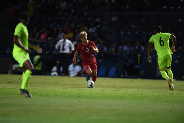 Buriram, Tayland - 8 Haziran. 2019: Nguyn Cng Phng # 10 Vietnam Oyuncusu Kings Cup final maçı sırasında Chang Arena, Buriram, Tayland 'da Curacao' ya karşı