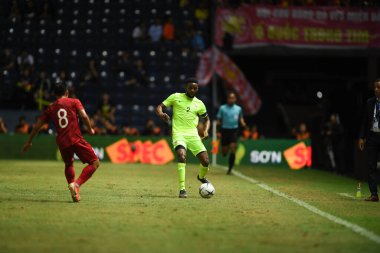 Buriram, Tayland - 8 Haziran 2019: Rhu-Endly Aurelio Jean-Carlo Martina # 2 Curacao oyuncusu Kings Cup final maçı sırasında Chang Arena, Buriram, Tayland