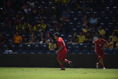 Buriram, Tayland - 8 Haziran 2019: Ha Duc Chinh # 18 Vietnam Futbolcusu Chang Arena, Buriram, Tayland 'da Curacao ile oynanan final maçında