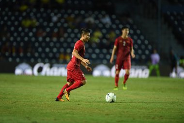Buriram, Tayland - 8 Haziran 2019: Nguyn Quang Hi # 19 Kings Cup final karşılaşmasında Curacao 'ya karşı Chang Arena, Buriram, Tayland