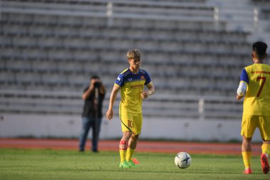 Buriram, Tayland - 6 Haziran 2019: Nguyn Cng Phng # 10 Vietnam oyuncusu Curacao 'ya karşı oynadığı maç öncesinde Buriram, Tayland