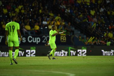 Buriram, Tayland - 8 Haziran 2019: Gevaro Giomar Magno Nepomuceno # 11 Curacao Oyuncusu Chang Arena, Buriram, Tayland 'da oynanan Kings Cup final maçı sırasında