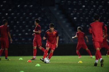 Buriram, Tayland - 3 Haziran 2019: Duy Mnh # 2 Vietnam Turnuva Kralı Kupası 2019 öncesinde Chang Arena, Buriram, Tayland