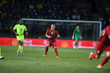 Buriram, Tayland - 8 Haziran 2019: Nguyn Quang Hi # 19 Kings Cup final karşılaşmasında Curacao 'ya karşı Chang Arena, Buriram, Tayland