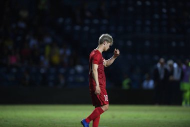 Buriram, Tayland - 8 Haziran. 2019: Nguyn Cng Phng # 10 Vietnam Oyuncusu Kings Cup final maçı sırasında Chang Arena, Buriram, Tayland 'da Curacao' ya karşı