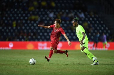 Buriram, Tayland - 8 Haziran 2019: Tran Minh Vuong # 20 Vietnam Oyuncusu Kings Cup final maçı sırasında Chang Arena, Buriram, Tayland