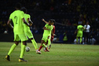 Buriram, Tayland - 8 Haziran 2019: Jarchino Angelo Roberto Antonia # 7 Curacao oyuncusu Kings Cup final maçı sırasında Chang Arena, Buriram, Tayland