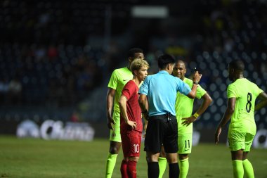 Buriram, Tayland - 8 Haziran. 2019: Nguyn Cng Phng # 10 Vietnam Oyuncusu Kings Cup final maçı sırasında Chang Arena, Buriram, Tayland 'da Curacao' ya karşı