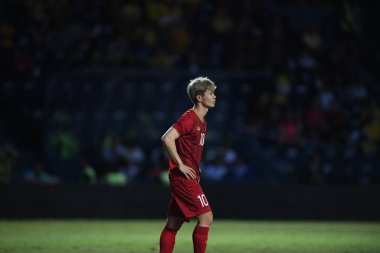 Buriram, Tayland - 8 Haziran. 2019: Nguyn Cng Phng # 10 Vietnam Oyuncusu Kings Cup final maçı sırasında Chang Arena, Buriram, Tayland 'da Curacao' ya karşı