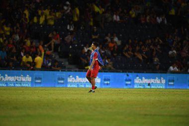 Buriram, Tayland - 8 Haziran 2019: Ha Duc Chinh # 18 Vietnam Futbolcusu Chang Arena, Buriram, Tayland 'da Curacao ile oynanan final maçında