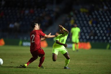 Buriram, Tayland - 8 Haziran 2019: Elson Quincy Hooi # 18 Curacao oyuncusu Kings Cup final maçı sırasında Chang Arena, Buriram, Tayland