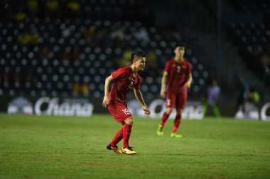 Buriram, Tayland - 8 Haziran 2019: Nguyn Quang Hi # 19 Kings Cup final karşılaşmasında Curacao 'ya karşı Chang Arena, Buriram, Tayland