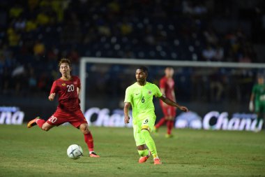 Buriram, Tayland - 8 Haziran 2019: Michael Madionis Mateo # 6 Curacao oyuncusu Kings Cup final maçı sırasında Chang Arena, Buriram, Tayland
