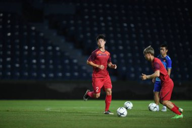 Buriram, Tayland - 3 Haziran 2019: Duy Mnh # 2 Vietnam Turnuva Kralı Kupası 2019 öncesinde Chang Arena, Buriram, Tayland