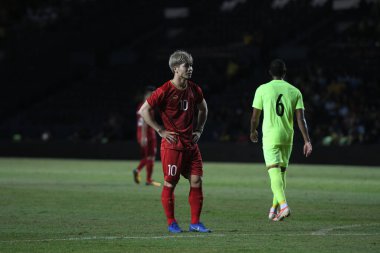 Buriram, Tayland - 8 Haziran. 2019: Nguyn Cng Phng # 10 Vietnam Oyuncusu Kings Cup final maçı sırasında Chang Arena, Buriram, Tayland 'da Curacao' ya karşı