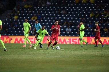 Buriram, Tayland - 8 Haziran 2019: Phm c Huy # 15 Vietnam Oyuncusu Kings Cup final maçı sırasında Chang Arena, Buriram, Tayland 'da Curacao' ya karşı