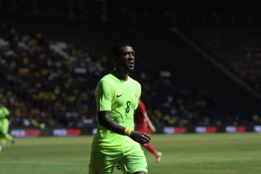 Buriram, Tayland - 8 Haziran 2019: Rolieny Nonato Luis Bonevacia # 8 Curacao oyuncusu Chang Arena, Buriram, Tayland 'da oynanan Kings Cup final karşılaşmasında