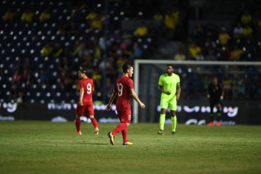 Buriram, Tayland - 8 Haziran 2019: Nguyn Quang Hi # 19 Kings Cup final karşılaşmasında Curacao 'ya karşı Chang Arena, Buriram, Tayland